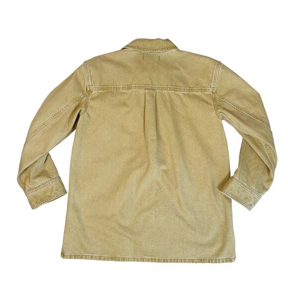 Madewell Tan Jean Jacket WMNS Small Long Sleeve Button-Up 100% Cotton Shirt LS - Picture 3 of 7